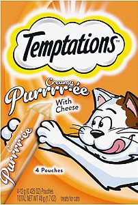 Tentações Purê Cremoso com Queijo, Petiscos para Gatos para lamber, Saquinhos de 0,42oz, 4 unidades (Pacote com 11) - Total de 44 unidades