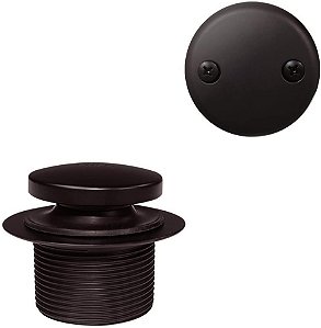 Conjunto de acabamento de plug de dreno de banheira de ponta de dedo de 1-1/2 Westbrass D93-2-12 com placa de transbordo de dois furos, 1 peça, bronze esfregado