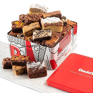 Latas de Presente com Brownies Assortidos e Bolo de Migalhas da David's Cookies 3Lbs - Deliciosos lanches assados, fatias de fudge de chocolate gourmet, cesta de presente de brownies - Presente ideal para o Superbowl