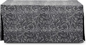 Toalha de mesa Tablevogue Bali Print em poliéster lavável à máquina, resistente a manchas, ajustada, retangular 72 polegadas x 30 polegadas, para eventos, casamentos e ocasiões especiais, preta.