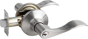 Maçaneta de porta frontal de níquel acetinado NeuType 1 pack com trava e chave, fechadura de entrada, alavanca com formato ondulado, fechadura de entrada com chave para casa, escritório ou hotéis, compatível com