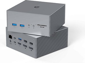 Estação de conexão USB-C, Estação de Conexão USB-C de Triplo Display TOTU com Suporte para Carregamento para Laptops Tipo C (2 DP 4K, HDMI, 6 Portas USB, 60W USB PD), Display Estendido