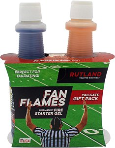 Iniciador de fogo de cores de time de futebol de Tailgating & Grilling, Sports Profissionais e Universitários, duas garrafas de 16 fl oz (azul e laranja) da Rutland Fan Flames