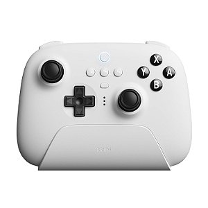 Controlador Bluetooth Ultimate 8Bitdo com Base de Carregamento, Controle Pro sem Fio com Joystick de Sensor de Efeito Hall, Compatível com Switch, Windows e Steam Deck (Branco)