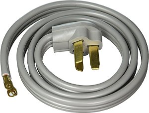 Cabo de Alimentação Certificado para Eletrodomésticos de 50 Amps, Cabo de Fornos de 3 Pinos, 3 Fios com Conectores de Olhal, 5 Pés, Fio de Cobre, cinza (90