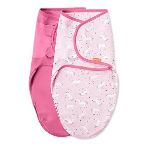 SwaddleMe Fácil Troca Swaddle - Tamanho Pequeno/Médio, 0-3 Meses, Pacote com 2 (Unicórnio Universo) Swaddle para Recém-Nascidos Fácil de Usar com Zíper Inferior para