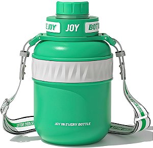 Garrafa de água de aço inoxidável BOTTLE JOY: Tampa à prova de vazamentos, Sip perfeito, Dobro isolado, Eco-amigável, Seguro para lava-louças e alça elegante (Tartaruga-marinha