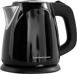 Chaleira Elétrica Compacta Sem Fio Chef's Choice com Proteção contra Evaporação e Desligamento Automático Fácil de Despejar, 1 Litro, Preto