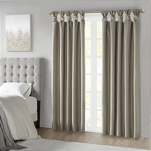 Cortina única de faux seda Emilia da Madison Park com forro de privacidade, DIY Twist Tab Top, cortina de janela para sala de estar, quarto e dormitório, 50x95, Pewter