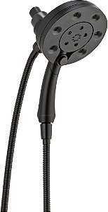 Chuveiro duplo de 2 em 1 com 4 modos de spray da Delta Faucet com jato manual, cabeça de chuveiro preta H2Okinetic com mangueira, cabeças de chuveiro, chuveiros manuais, enca