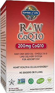 Suplemento Garden of Life Omega 3 6 9 Vegetariano - CoQ10 Cru Chia Seed Oil Nutrição de Alimentos Integrais com Suporte Antioxidante, 60 Cápsulas
