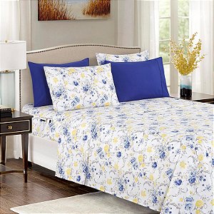 Conjunto de lençóis 4 peças Floral Jenna Gold - Conforto Elegante, Macio e Aconchegante - Microfibra de Qualidade Premium 1500, Profundo Bolso, Resistente a Rugas - Tamanho Solteiro