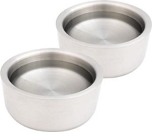 Tigelas de aço inoxidável de parede dupla para comida e água para animais de estimação e todas as raças de cães (pacote com 2) | Tigela de água para cães ao ar livre para água fria