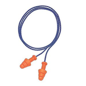 Protetores auriculares de espuma laranja reutilizável com cordão Howard Leight SmartFit da Honeywell SMF-30, 100 pares, tamanho único, laranja com cordão azul (pacote com 100)