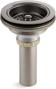 Ralo e Coador de Pia Kohler 8801-TT Duostrainer com Tubo de Saída, Titânio Vibrante