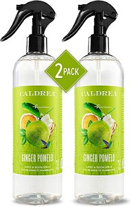 Spray de ambiente e lençóis Caldrea, refrescante de ar, feito com óleos essenciais, derivados de plantas e outros ingredientes cuidadosamente escolhidos, gengibre e pomelo, 16 oz, pacote com