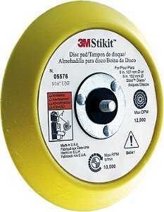 Almofada de Disco Stikit 3M, 05576, 6 polegadas, 3/4 de polegada x 5/16-24 polegadas, Para Discos de Adesivo Sensível à Pressão, Lixadeira, Cor