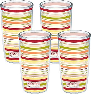 Copos isolados de parede dupla Tervis feitos nos EUA mantêm bebidas frias e quentes, 16oz - 4 unidades, listras ensolaradas.