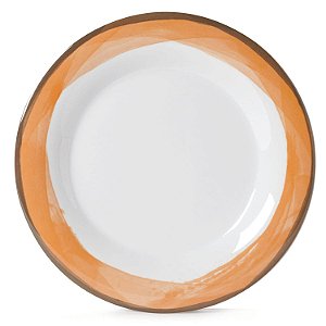 Placa de sobremesa de melamina resistente de borda larga laranja/branca de 9 da G.E.T. (conjunto de 4)