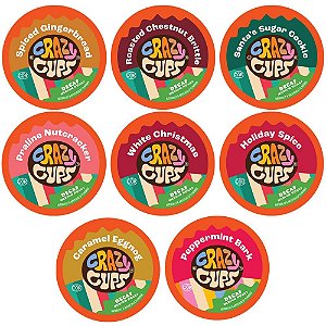 Pacote Variado de Café Descafeinado Crazy Cups para o Natal, Amostra de Café de Natal para Máquinas Keurig K Cup, 50 Unidades - Ótimo Presente de Café para o Natal