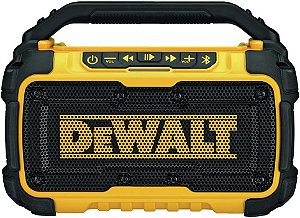 Alto-falante DEWALT 20V MAX Bluetooth, Alcance de 100 ft, Durável para Canteiros de Obras, Suporte para Celular Incluso, Dura 8-10 Horas com uma Única Carga (DCR