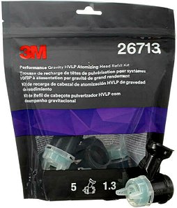 Kit de Recarga de Cabeçote Atomizador 3M Performance Gravity HVLP, 26713, Tamanho 1.3, Verde, para uso com Pistola de Pulverização 3M Performance e Copos de Tinta 3M PPS 2.0