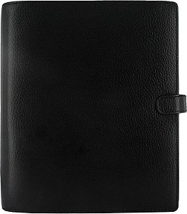 Organizador Filofax Finsbury, Tamanho A5, Preto - Couro Tradicional Texturizado, Seis Argolas, Agenda Semanal, Diário, Multilíngue, 2024 (C025368-24)