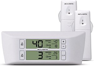 Termômetro digital sem fio para geladeira e freezer AcuRite com alarme e temperatura máxima/mínima para casa, display LCD, restaurantes (00986M), 0,6, branco.