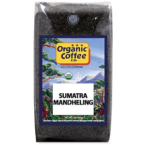 Café em grão integral da Organic Coffee Co. - Sumatra Mandheling (2lb Bag), Torra Média, Orgânico conforme o USDA
