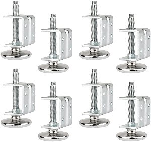 Pés niveladores POWERTEC 71151-P2, suporte em U ajustável com almofadas niveladoras sem marcação, niveladores de perna para móveis pesados, para armários, mesas, bancadas, móveis, conjunto de 8.