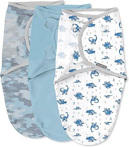 SwaddleMe by Ingenuity Original Swaddle - Tamanho Pequeno/Médio, 0-3 Meses, 3 Pacotes (Dino)
