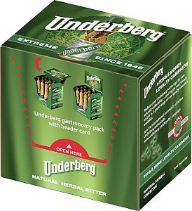 Embalagem com 12 garrafas de Underberg