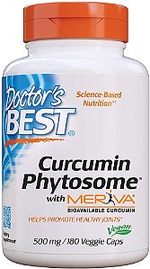 Curcumina com Fitosomo Meriva da Doctor's Best, Não-OGM, Vegano, Sem Glúten, Sem Soja, Suporte para as Articulações, 500 mg 180 Cápsulas Vegetarianas (DRB-00230)