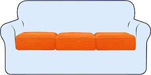 Capas de almofada elástica subrtex para sofá macio, protetor de assento de sofá para 1-2-3 lugares com fundo elástico (Laranja, 3 unidades)