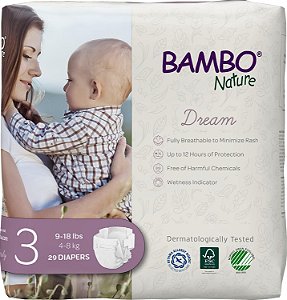 Fraldas Premium Bambo Nature para Bebês (TAMANHOS 0 A 6 DISPONÍVEIS), Tamanho 3, 29 unidades