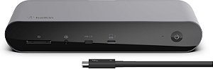 Estação de acoplamento Belkin Thunderbolt 4 com entrega de energia de 90W para MacBook e Windows - Display 8K/Dual 4K, Cabo Thunderbolt 4, HDMI, Ethernet, Portas SD e de Áudio, Cinza