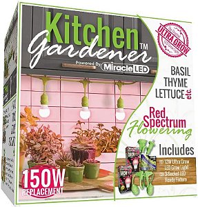 Kit de Lâmpada de Cultivo de LED de 3 Soquetes para Jardim de Cozinha Miracle LED 601906 com Lâmpadas de Crescimento de Espectro Vermelho para Flores Ultra Bright Substituindo 150W (pacote com