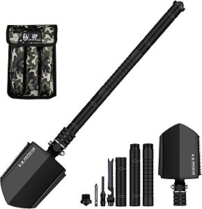 Pá de acampamento HX Outdoors, pá dobrável militar, pá de sobrevivência dobrável multitool - pá tática com pá dobrável para mochila, escavação, caminhada, emergência automotiva.