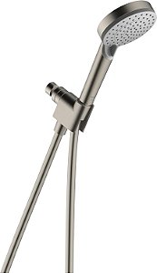 Conjunto de chuveiro manual hansgrohe Vernis Blend de 4 polegadas, com 3 tipos de jatos, chuva, chuva intensa e alta pressão, desmontável com mangueira em níquel escovado, 2.5