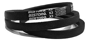 Correia em V BESTORQ A71 ou 4L730, Borracha Envolvida Clássica X3, Preta, Circunferência Externa de 73 x Largura de 0,51 x Altura de 0,
