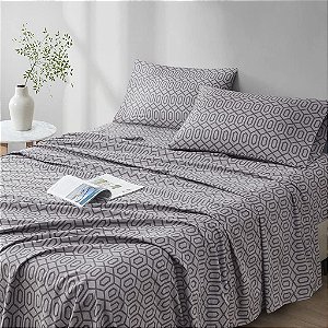 Conjunto de Lençóis de Algodão 144TC Comfort Spaces Respiráveis, Leves, Macios com Bolso Profundo Elástico, Roupas de Cama Aconchegantes para Todas as Estações,  Conjunto de 3 Peças