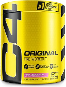 Pó pré-treino Cellucor C4 Original Pink Lemonade com vitamina C para suporte imunológico, sem açúcar, energia pré-treino para homens e mulheres, 150mg de cafeína + beta-alanina + creatina,