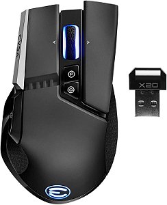 Rato de jogo sem fio EVGA X20, sem fio, preto, personalizável, 16.000 DPI, 5 perfis, 10 botões, ergonômico 903-T1-20BK-KR
