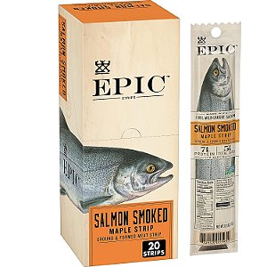 Tiras de Salmão Defumado EPIC, Capturado na Natureza, Amigo do Paleo, 20 unidades, Tiras de 0,8oz