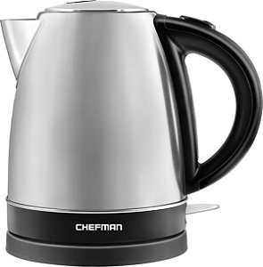 Chaleira Elétrica Chefman em Aço Inoxidável com Base Giratória 360°, Desligamento Automático e Proteção contra Ebulição a Seco, Interior Livre de BPA e Alça de Toque Frio, Capacidade para mais de