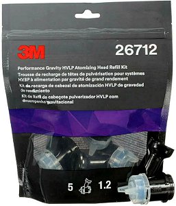 Kit de Recarga de Cabeça Atomizadora 3M Performance Gravity HVLP, 26712, Tamanho 1.2, Azul, para uso com Pistola de Pulverização 3M Performance e Copos de Tinta 3M PPS 2.