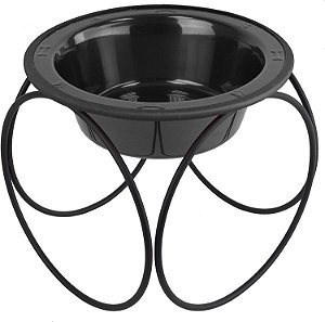 Platinum Pets Olympic Alimentador Único com Tigela de Aço Inoxidável para Cães, Médio, Preto Cromado