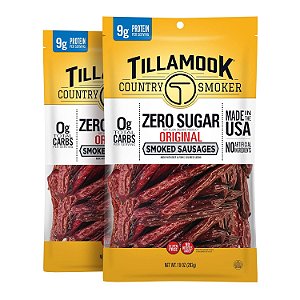 Salsichas defumadas sem açúcar zero açúcar Keto Friendly Tillamook Country Smoker, 10 onças (pacote de 2)