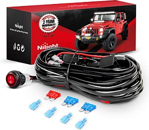 Kit de chicote de fiação Nilight LED Light Bar 15 FT - 2 leads 16AWG 12V On Off Switch Power Relay Blade Fuse para Off Road Lights LED Work Light, garantia de 2 anos, preto