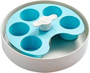 PetDreamHouse Tigela de Roda de Giro para Alimentação Lenta para Cães, Azul Palette Nível Moderado de Giro, Peça de Quebra-Cabeça Central Interativa e Ajustável para Todos os Tipos de Alimentação, Comida